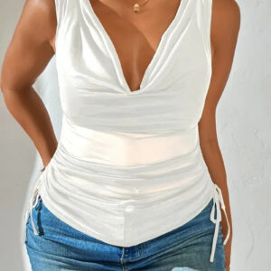 V Neck Sleeveless Crop Vest