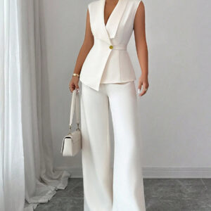 Straight Leg Pants Blazer Suit Set