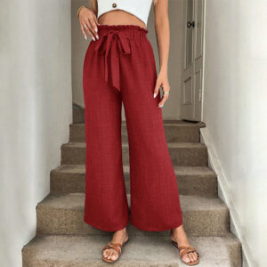 Drawstring Wide Leg Linen Pants