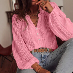 V Neck Long Sleeve Casual Shirt