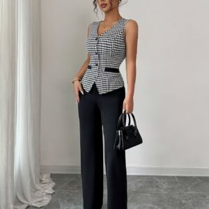 Houndstooth Blazer Slim-Fit Pants Set
