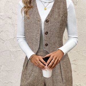 Sleeveless Blazer Shorts Two Piece Set